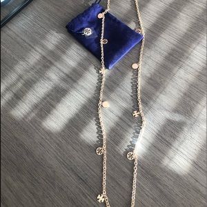 Tory Burch logo charm rosary necklace